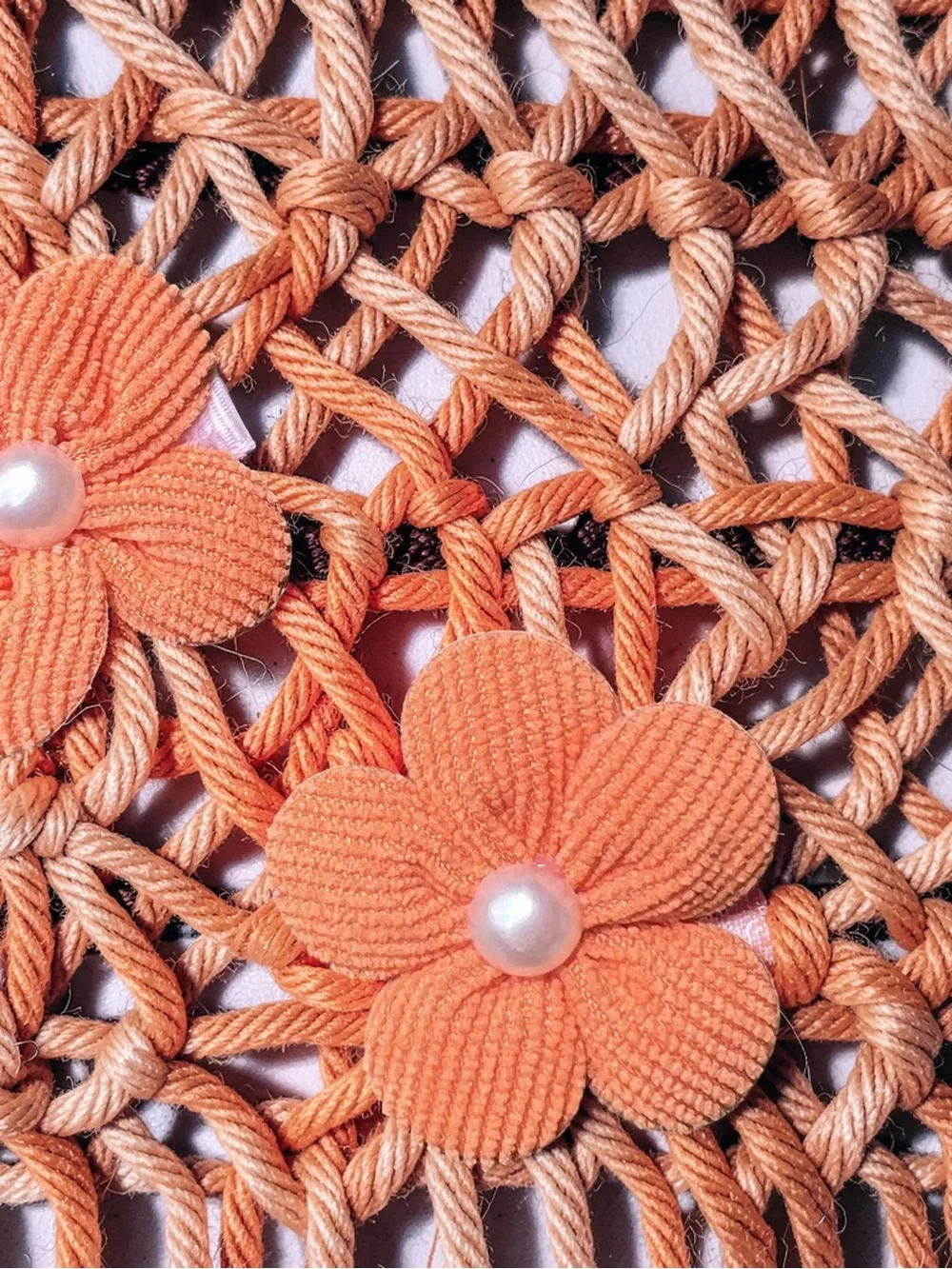 Pair of Orange Flower Hair Clips with Pearl Center
